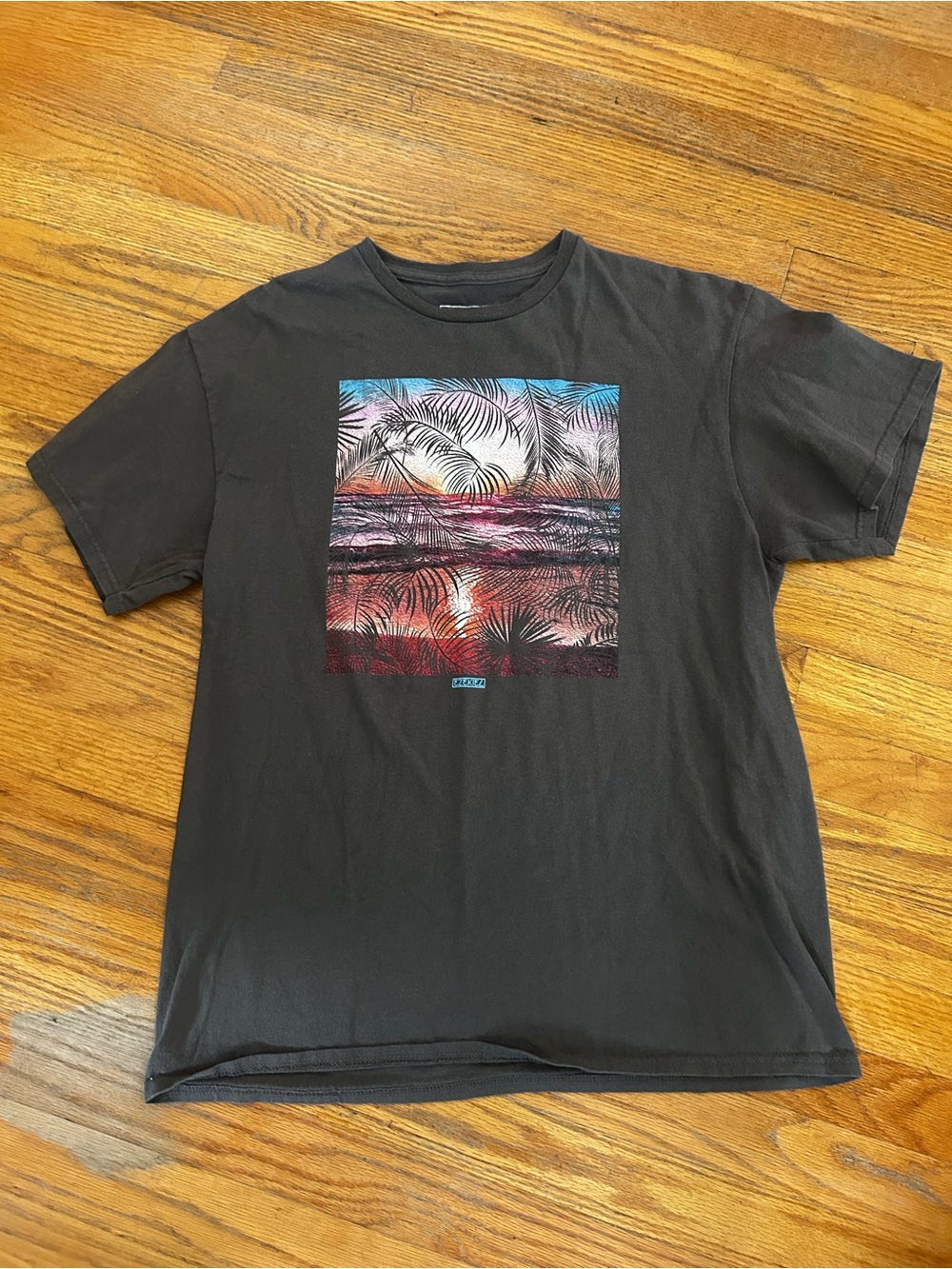 Ezekiel Black Tee with Sunset Palm Graphic